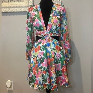 NWT Denim love dress with cutouts and laceing in the back